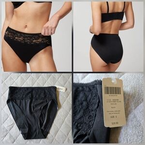 Soma High Leg Panty with Lace Black Size Small New